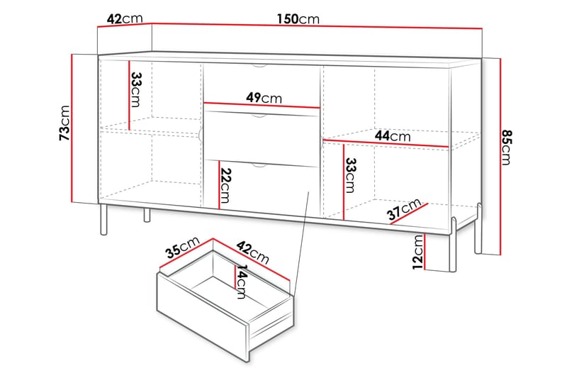 Byrå Holmes 150 cm - Vit - Förvaring - Förvaringsmöbler - Byrå