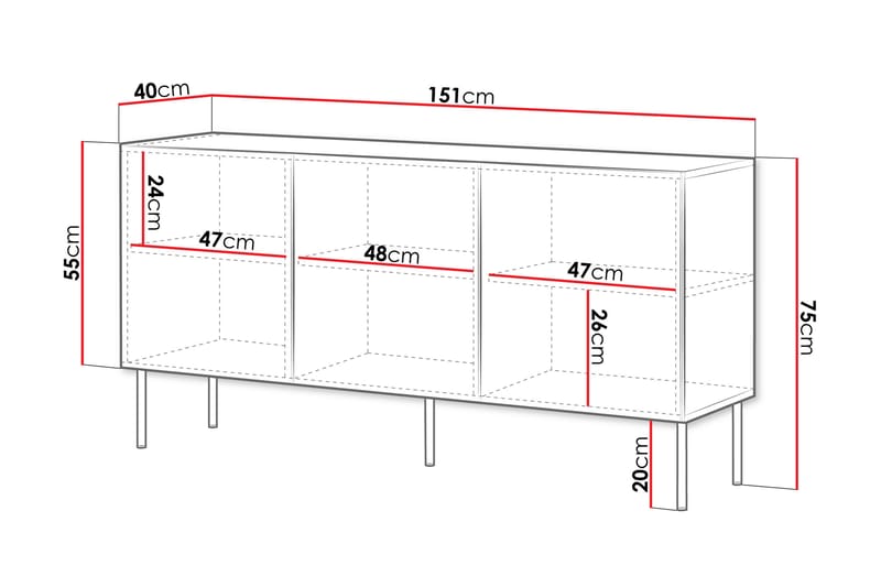 Byrå Laholm 151 cm - Svart - Förvaring - Förvaringsmöbler - Byrå