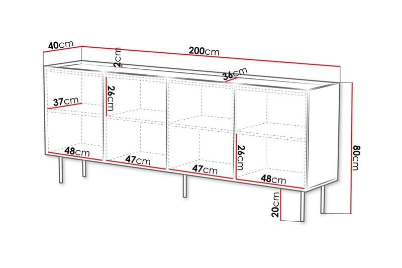 Byrå Munkedal 200 cm - Svart - Förvaring - Förvaringsmöbler - Byrå