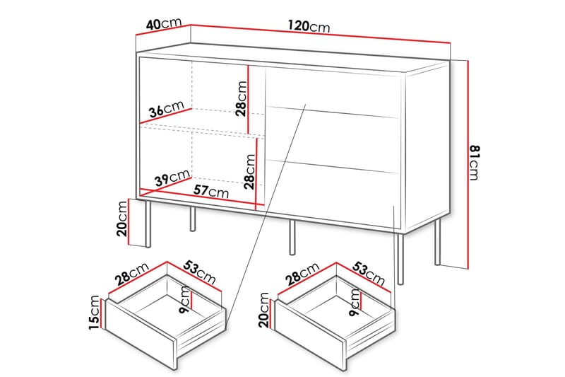 Byrå Soublet 120 cm - Svart - Förvaring - Förvaringsmöbler - Byrå