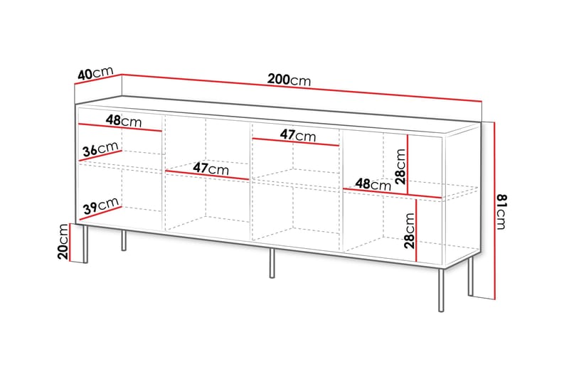 Byrå Soublet 200 cm - Svart - Förvaring - Förvaringsmöbler - Byrå