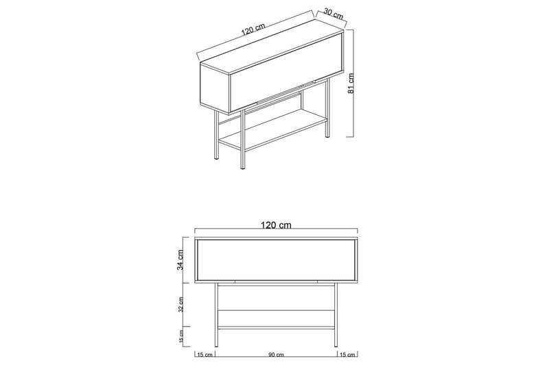 Germaine Byrå 120 cm - Svart/Vit - Förvaring - Förvaringsmöbler - Byrå