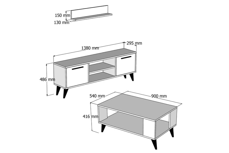 Möbelset Akkrum 30x138 cm - Valnöt - Förvaring - Förvaringsmöbler - Möbelset för vardagsrum