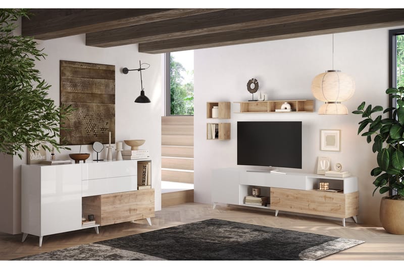 Monaco Skänk 181x42 cm - Vit/Brun - Förvaring - Förvaringsmöbler - Sideboard & skänk