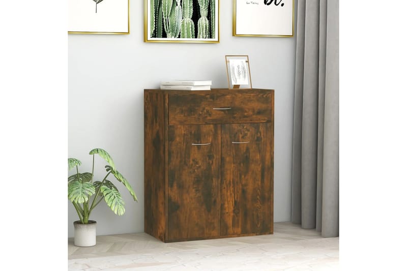 beBasic Skänk rökfärgad ek 60x30x75 cm konstruerat trä - Brown - Förvaring - Förvaringsmöbler - Sideboard & skänk