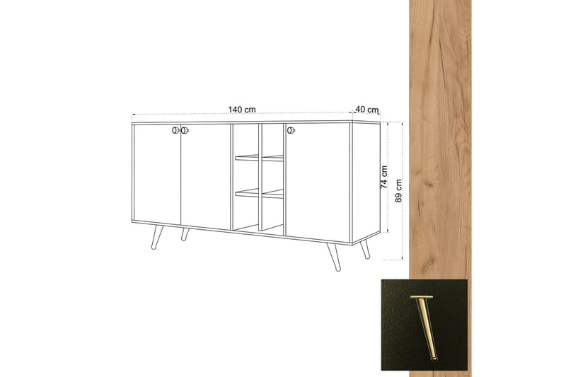 Sideboard 40x140 cm - Natur/Antracit - Förvaring - Förvaringsmöbler - Sideboard & skänk