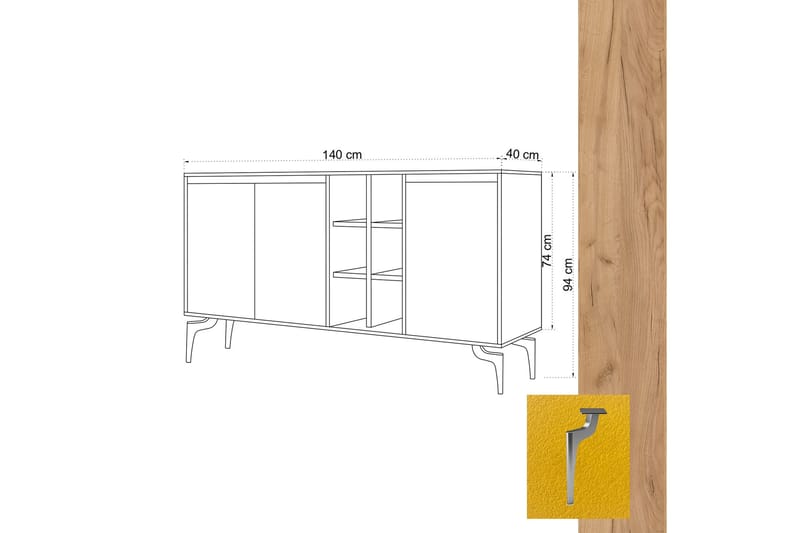 Sideboard 40x140 cm - Natur/Flerfärgad - Förvaring - Förvaringsmöbler - Sideboard & skänk