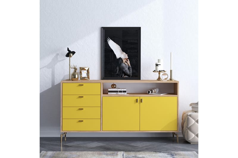 Sideboard 40x140 cm - Natur/Grön/Lila - Förvaring - Förvaringsmöbler - Sideboard & skänk