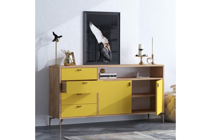 Sideboard 40x140 cm - Natur/Grön/Lila - Förvaring - Förvaringsmöbler - Sideboard & skänk