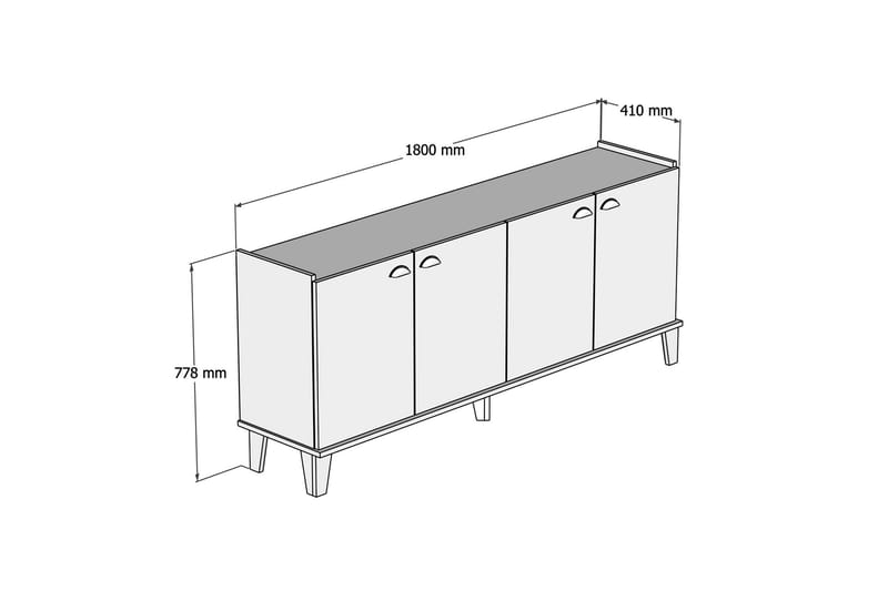 Sideboard 41x182 cm - Natur/Vit - Förvaring - Förvaringsmöbler - Sideboard & skänk