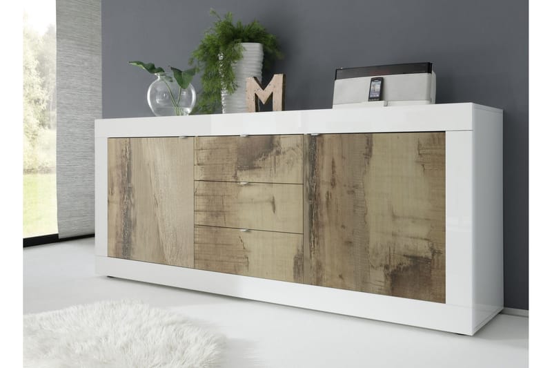 Sideboard Astal 210x43 cm - Vit Högglans - Förvaring - Förvaringsmöbler - Sideboard & skänk