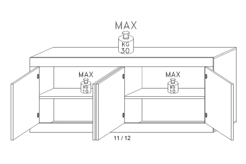 Sideboard Astal 43x207 cm Natur/Svart - LC SPA - Förvaring - Förvaringsmöbler - Sideboard & skänk