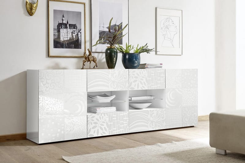 Sideboard Bayoner 241 cm 4 Hyllor - Vit - Förvaring - Förvaringsmöbler - Sideboard & skänk