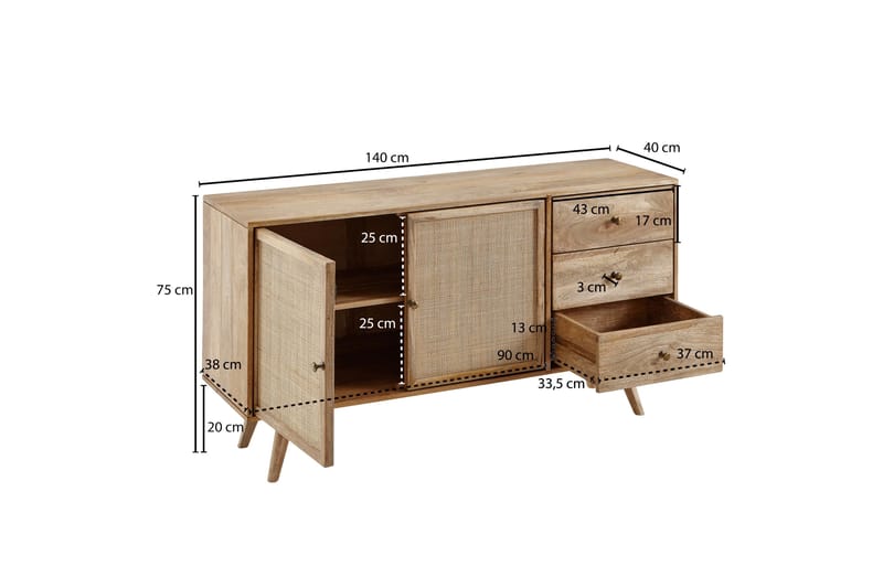 Sideboard Clanton 40x140 cm - Brun - Förvaring - Förvaringsmöbler - Sideboard & skänk