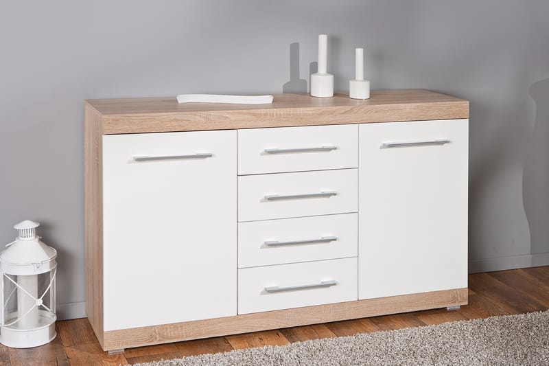 Sideboard Momoa 155 cm - Ljus Ek|Vit - Förvaring - Förvaringsmöbler - Sideboard & skänk