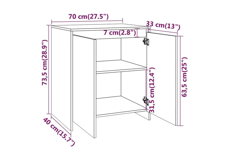 Skänk 3 delar sonoma-ek konstruerat trä - Ek - Förvaring - Förvaringsmöbler - Sideboard & skänk