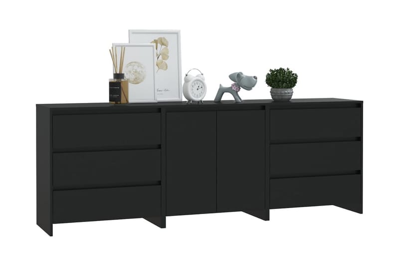 Skänk 3 delar svart konstruerat trä - Svart - Förvaring - Förvaringsmöbler - Sideboard & skänk