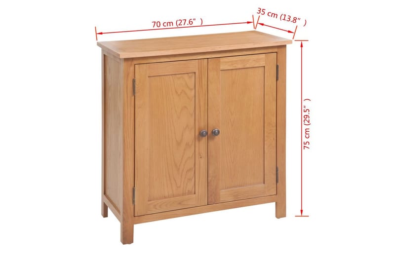 Skänk 70x35x75 cm massiv ek - Brun - Förvaring - Förvaringsmöbler - Sideboard & skänk