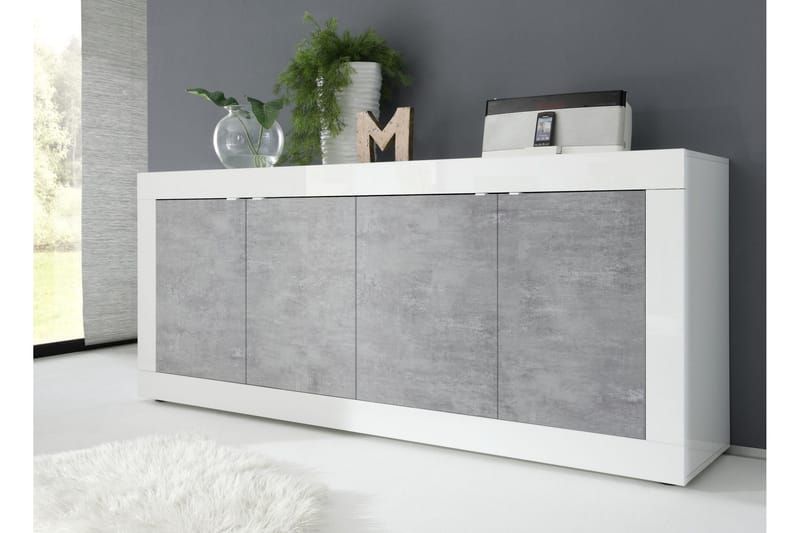 Skänk Astal 102x43 cm - Vit Högglans/Grå - Förvaring - Förvaringsmöbler - Sideboard & skänk