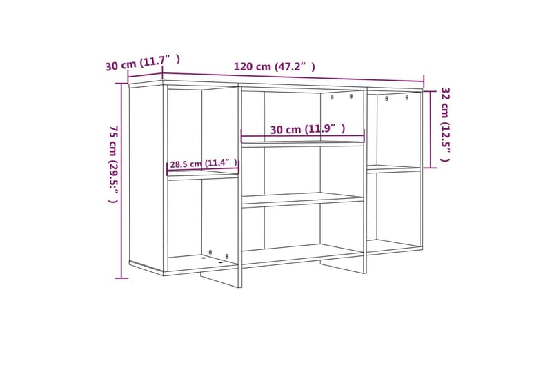 Skänk betonggrå 120x30x75 cm spånskiva - Grå - Förvaring - Förvaringsmöbler - Sideboard & skänk