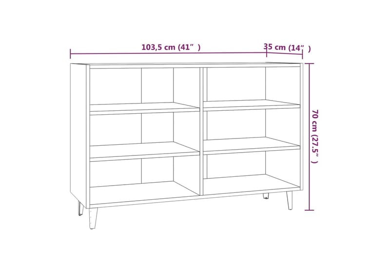 Skänk brun ek 103,5x35x70 cm spånskiva - Brun - Förvaring - Förvaringsmöbler - Sideboard & skänk