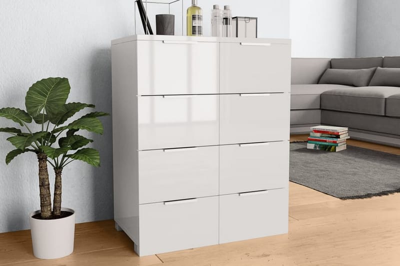 Skänk högglans vit 60x35x80 cm spånskiva - Vit - Förvaring - Förvaringsmöbler - Sideboard & skänk