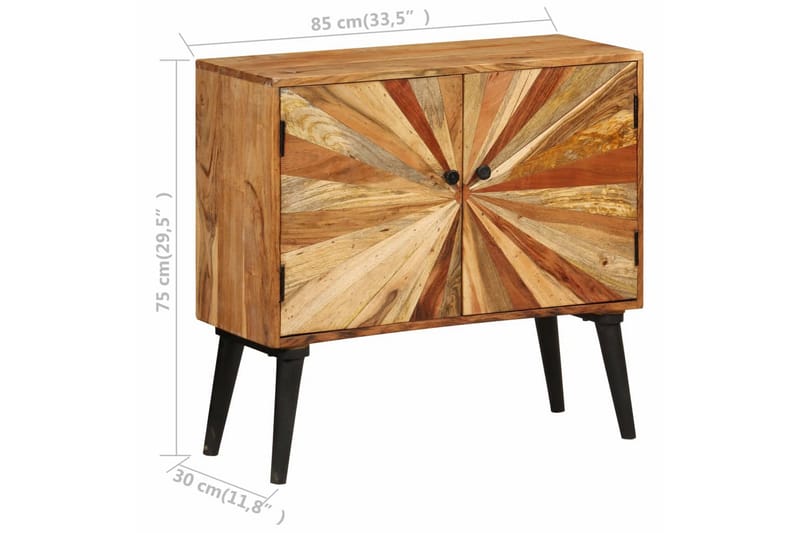 Skänk massivt mangoträ 85x30x75 cm - Brun - Förvaring - Förvaringsmöbler - Sideboard & skänk