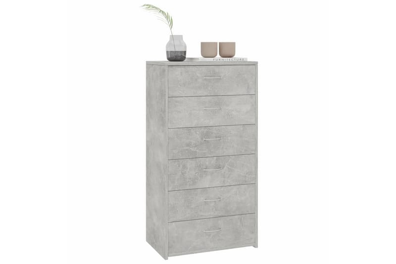 Skänk med 6 lådor betonggrå 50x34x96 cm spånskiva - Grå - Förvaring - Förvaringsmöbler - Sideboard & skänk