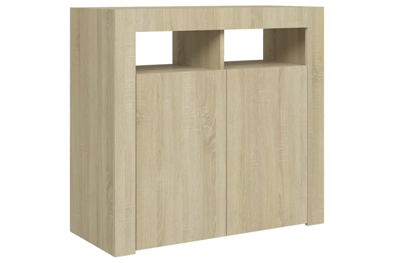 Skänk med LED-belysning sonoma-ek 80x35x75 cm - Brun - Förvaring - Förvaringsmöbler - Sideboard & skänk