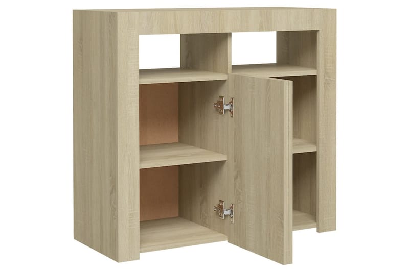 Skänk med LED-belysning sonoma-ek 80x35x75 cm - Brun - Förvaring - Förvaringsmöbler - Sideboard & skänk