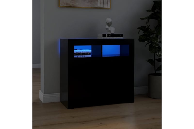 Skänk med LED-belysning svart 80x35x75 cm - Svart - Sideboard & skänk