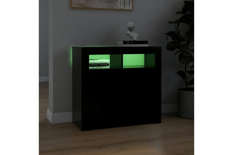 Skänk med LED-belysning svart 80x35x75 cm - Svart - Sideboard & skänk