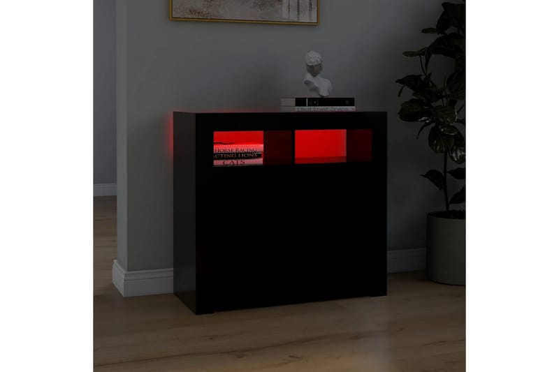 Skänk med LED-belysning svart 80x35x75 cm - Svart - Sideboard & skänk