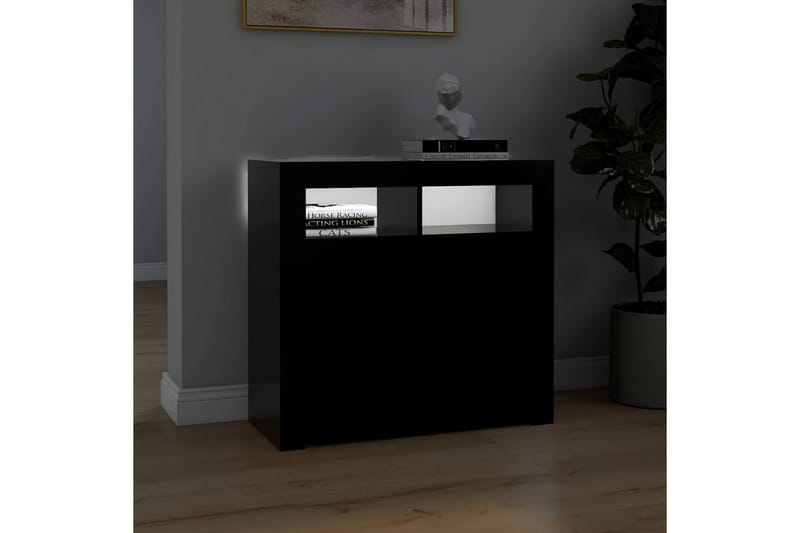 Skänk med LED-belysning svart 80x35x75 cm - Svart - Förvaring - Förvaringsmöbler - Sideboard & skänk