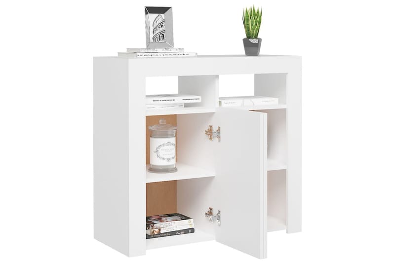 Skänk med LED-belysning vit 80x35x75 cm - Vit - Förvaring - Förvaringsmöbler - Sideboard & skänk