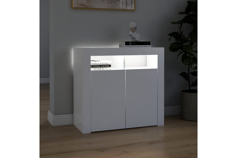 Skänk med LED-belysning vit 80x35x75 cm - Vit - Förvaring - Förvaringsmöbler - Sideboard & skänk