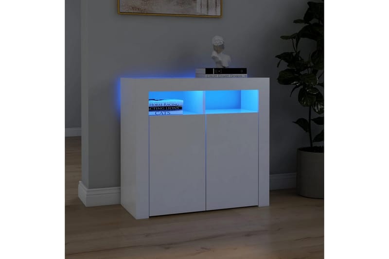 Skänk med LED-belysning vit 80x35x75 cm - Vit - Förvaring - Förvaringsmöbler - Sideboard & skänk