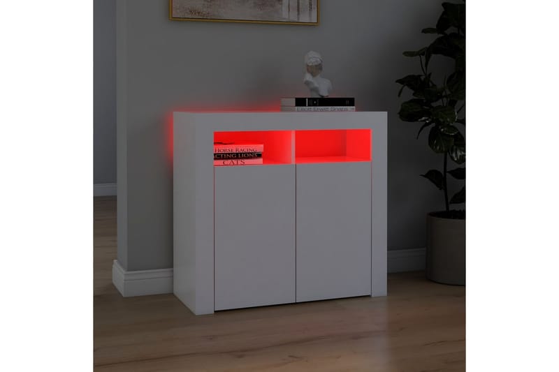 Skänk med LED-belysning vit 80x35x75 cm - Vit - Förvaring - Förvaringsmöbler - Sideboard & skänk