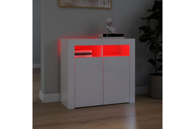 Skänk med LED-belysning vit högglans 80x35x75 cm - Vit högglans - Förvaring - Förvaringsmöbler - Sideboard & skänk