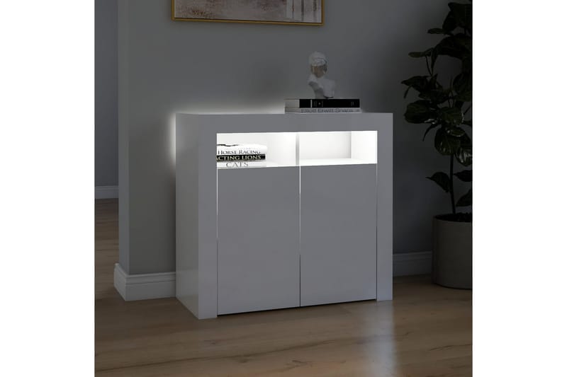 Skänk med LED-belysning vit högglans 80x35x75 cm - Vit högglans - Förvaring - Förvaringsmöbler - Sideboard & skänk