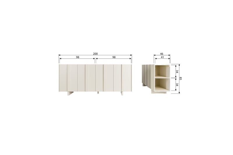 Skänk Morya 200 cm - Beige - Förvaring - Förvaringsmöbler - Sideboard & skänk