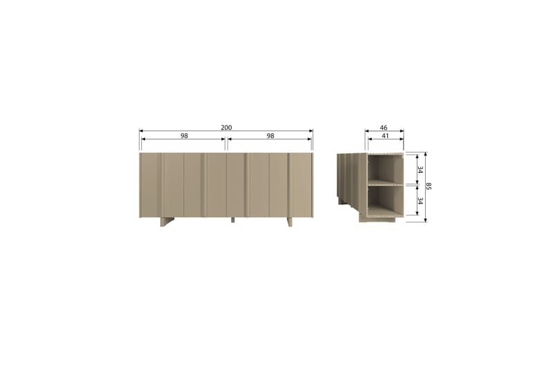 Skänk Morya 200 cm - Brun - Förvaring - Förvaringsmöbler - Sideboard & skänk