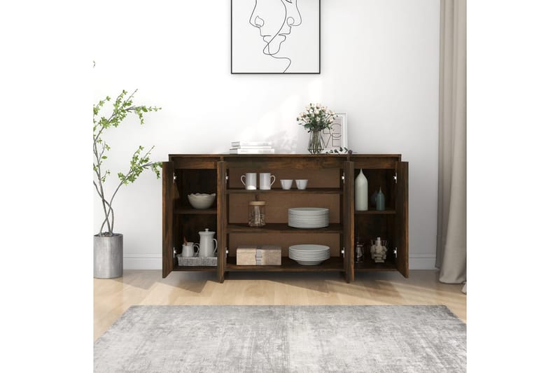 Skänk rökfärgad ek 135x41x75 cm spånskiva - Rökfärgad ek - Förvaring - Förvaringsmöbler - Sideboard & skänk