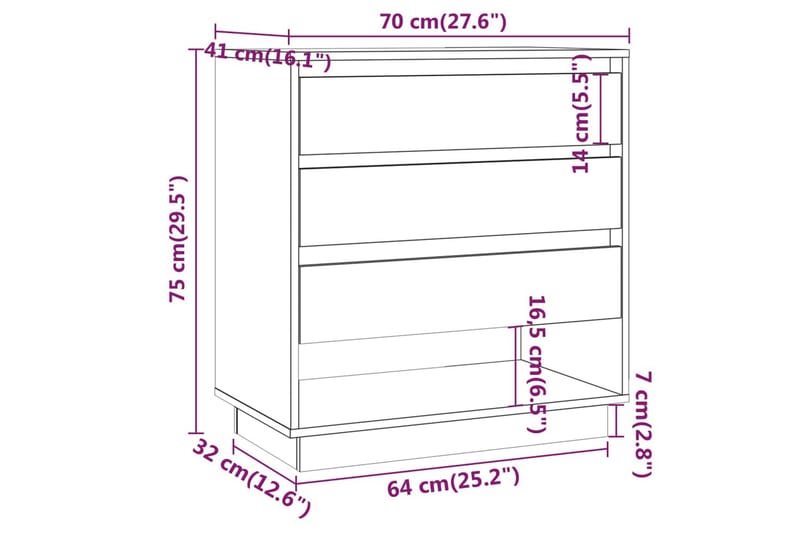 Skänk rökfärgad ek 70x41x75 cm spånskiva - Rökfärgad ek - Förvaring - Förvaringsmöbler - Sideboard & skänk