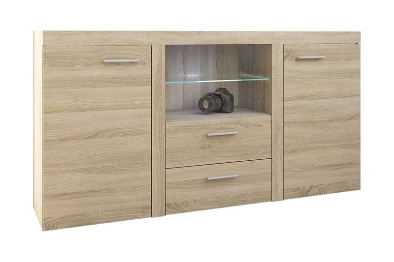 Skänk Rumba 157x40x81 cm - Ek/Vit Led-Belysning - Förvaring - Förvaringsmöbler - Sideboard & skänk