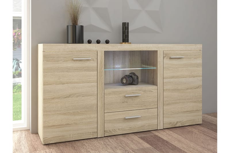 Skänk Rumba 157x40x81 cm - Ek/Vit Led-Belysning - Förvaring - Förvaringsmöbler - Sideboard & skänk