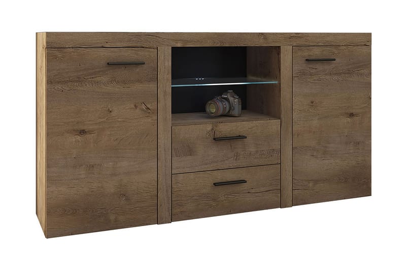 Skänk Rumba 157x40x81 cm - Ek/Vit Led-Belysning - Förvaring - Förvaringsmöbler - Sideboard & skänk