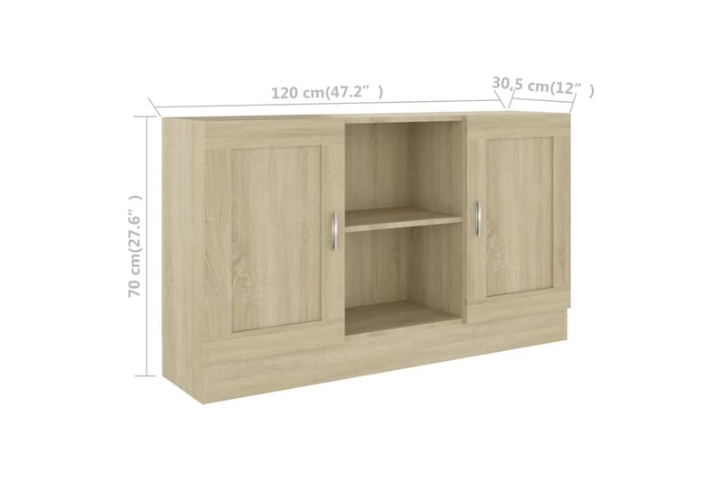 Skänk sonoma-ek 120x30,5x70 cm spånskiva - Brun - Förvaring - Förvaringsmöbler - Sideboard & skänk