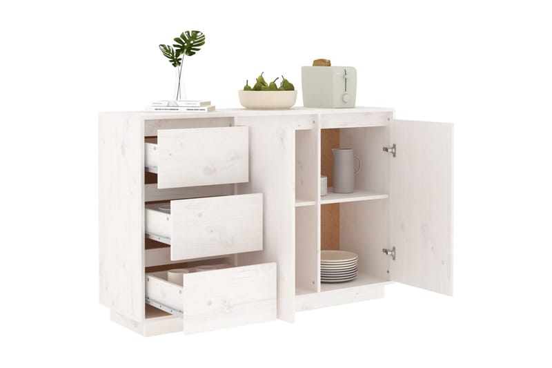 Skänk vit 111x34x75 cm massiv furu - Vit - Förvaring - Förvaringsmöbler - Sideboard & skänk