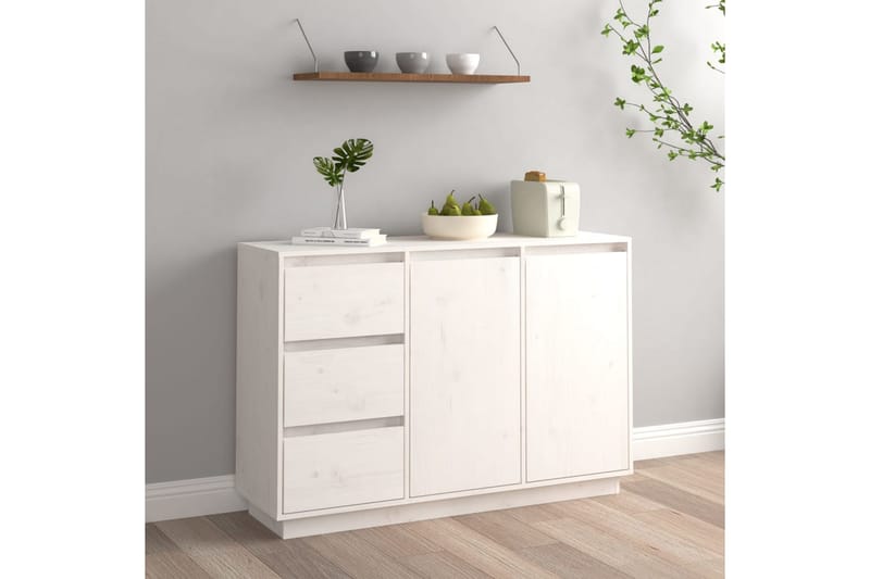 Skänk vit 111x34x75 cm massiv furu - Vit - Förvaring - Förvaringsmöbler - Sideboard & skänk